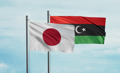 Libya and Japan flag