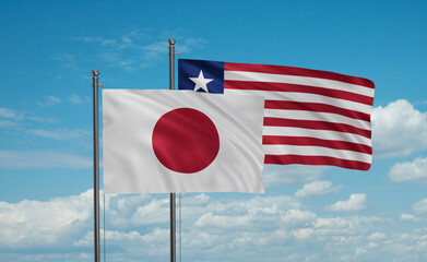 Liberia and Japan flag