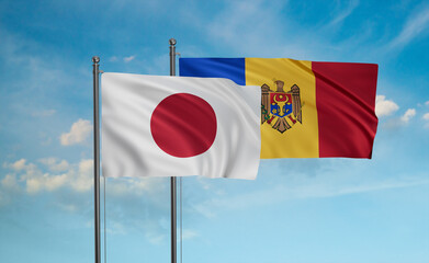 Moldova and Japan flag