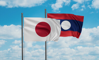 Laos and Japan flag