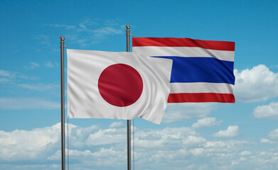 Thailand and Japan flag