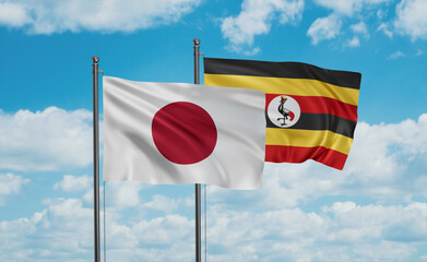 Uganda and Japan flag