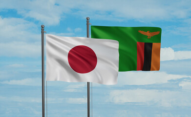 Zambia and Japan flag