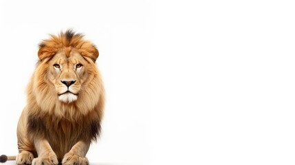Lion on a white background with text space can use for advertising, ads, branding