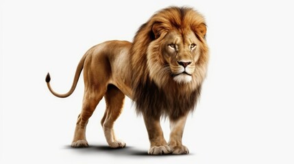 Obraz premium Lion on a white background with text space can use for advertising, ads, branding