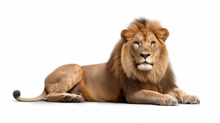 Fototapeta premium Lion on a white background with text space can use for advertising, ads, branding