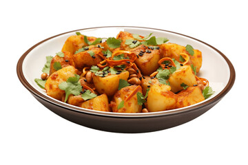 Delicious Plate of Indian Aloo Gobi Isolated. Generative AI