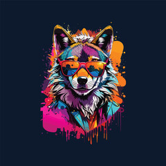 cool wolf with sunglasses, Animal vector © Sowrav