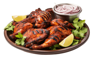 Delectable Plate of Tandoori Chicken Transparent Background. Generative AI - obrazy, fototapety, plakaty