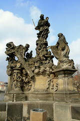Fototapeta na wymiar Prague, Czech Republic - 04.01.2013. Madonna and Saint Bernard sculpture on Charles Bridge
