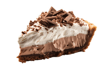 Delectable Slice of Chocolate Cream Pie Transparent Background. Generative AI