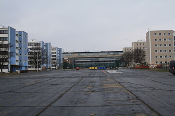 Fototapeta premium Prague, Czech Republic - 04.07.2013. Residential buildings near Petrshin Hill