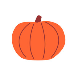 Pumpkin - squash for Halloween or Thanksgiving. Hand drawn colored Vector illustration. Cartoon style. Design templates. All elements are isolated