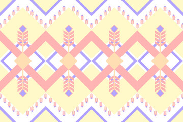 Geometric ethnic pastel color oriental pattern traditional Design for background,carpet,wallpaper,clothing,wrapping,fabric,Vector illustration.embroidery style.