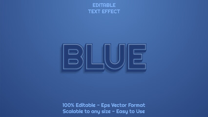 3d blue bold simple text effect, full editable text effect