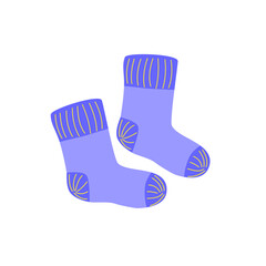 Warm socks set. Cozy autumn or winter concept. Hand drawn colored Vector illustration. Cartoon style. Design templates. All elements are isolated