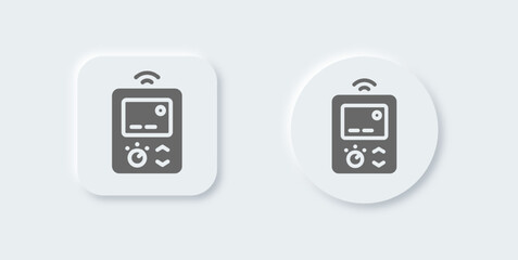 Thermostat solid icon in neomorphic design style. Temperature technology signs vector illustration.