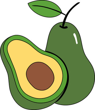 green avocado fruit with leaf clip art preview