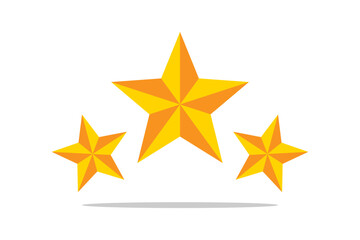 Three stars quality icon isolated on light background. First place symbol. Achivement, top, customer product rating, succes, rating. Flat design for web UI. Vector illustration.