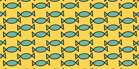 candy retro color blue fish pattern, Ideal for wallpaper, background, interior paintings, posters, covers or banners