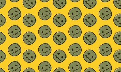 Fototapeta premium sick face cute happy emoticon day retro vintage aesthetic seamless pattern, Ideal for wallpaper, background, interior paintings, posters, covers or banners