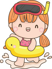 a vector of a girl in summer vacation