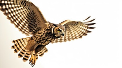 Fototapeta premium Owl isolated on a white background with text space can use for advertising, ads, branding