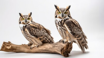 Obraz premium Owl isolated on a white background with text space can use for advertising, ads, branding