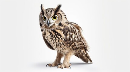 Obraz premium Owl isolated on a white background with text space can use for advertising, ads, branding