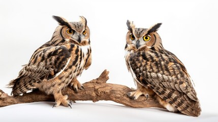 Fototapeta premium Owl isolated on a white background with text space can use for advertising, ads, branding