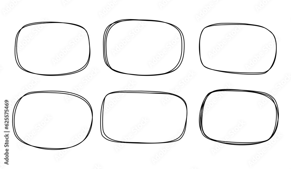 Aufkleber set of rectangle shape hand drawn frame curve vector editable stroke line. art element decoration de