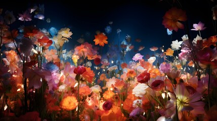 Fototapeta na wymiar Flowers illustration background wallpaper design, colorful plant art, floral