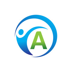 'A' letter healthcare medical logo design 