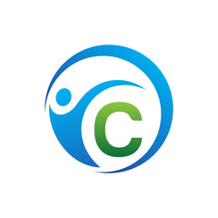 'C' letter healthcare medical logo design 