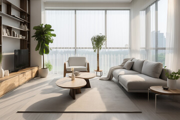 Fototapeta na wymiar Modern simple wind home display interior design with natural light 