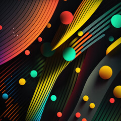 Abstract geometry background. Minimalism, bright neon color. Graphic lines, circles elements illustration, artistic modern futuristic print, artwork. For poster, cover, presentation