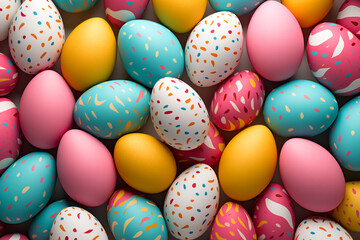 Fototapeta na wymiar Easter eggs close up pattern Y2K aesthetic, AI generated