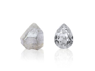 Dazzling diamond before and after uncut transparent background