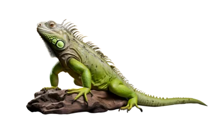 Foto op Canvas Green iguana isolated on transparent background © Mrt