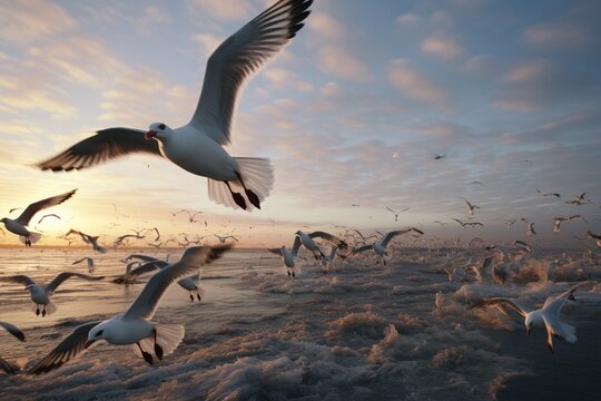 Photography of migratory birds in their flights, Generative AI