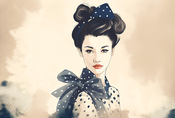 Fashion style asian woman. Illustration. Post processed AI generated image.