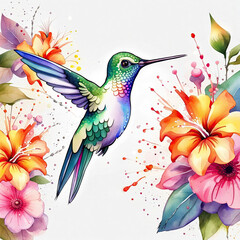 Obraz premium colorful illustration bird on white background, generative ai.