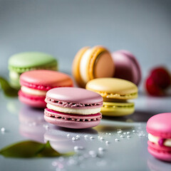 Fototapeta premium colorful macarons, generative ai.