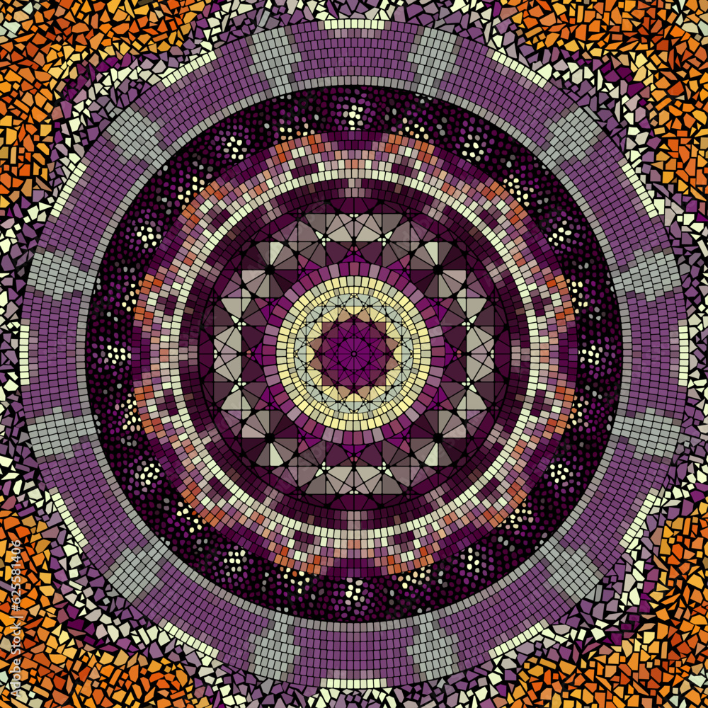 Aufkleber vector seamless mosaic art pattern. art background. mandala image