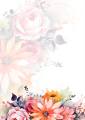 Colorful wild flower background with watercolor