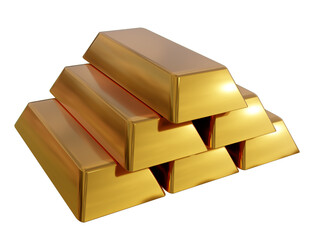 3D rendering pyramid of gold bars