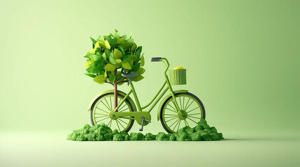 Green eco transportation concept with a bicycle to shift towards sustainable commuting practices