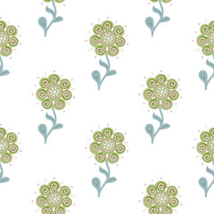 Abstract ethnic flower seamless pattern. Stylized floral botanical wallpaper.