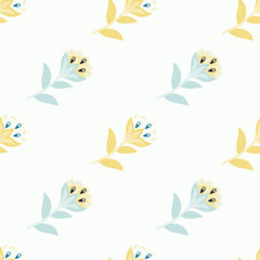 Creative flower stylized seamless pattern. Hand drawn botanical illustration. Abstract floral wallpaper.