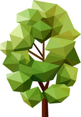 Abstract low poly tree icon isolated. Geometric forest polygonal style. 3d low poly symbol. Stylized eco design element.